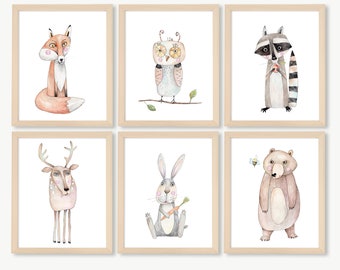 Woodland Nursery Prints, Forest Animals, Neutral Nursery Décor, Animal Nursery Prints, Woodland Animal Prints, Boho Nursery Wall Art, Poster