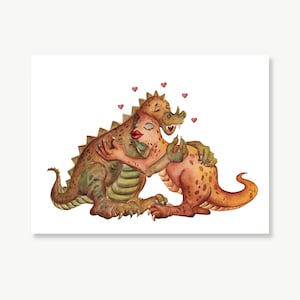 Dinosaurussen in de liefde, Dino Valentijnskaart, Last Minute Cadeau voor jubileum, Liefde zoals de onze duurt, Cadeau voor haar, voor hem, Art Print Downloads