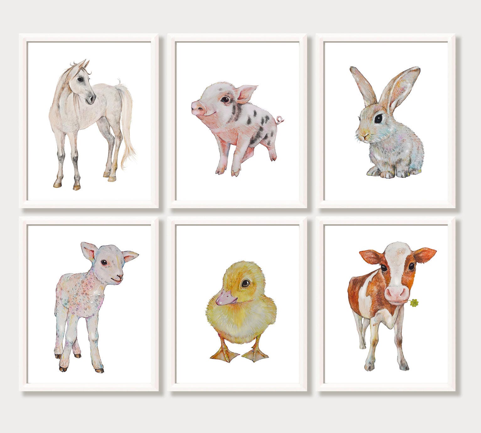 Baby Farm Animal Prints Printable Wall Art for Kids Nursery Etsy