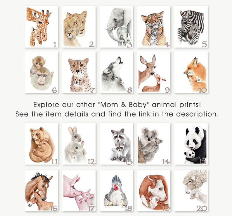 Tiger Mom and Baby Animal Print Painting for Nursery Safari Etsy