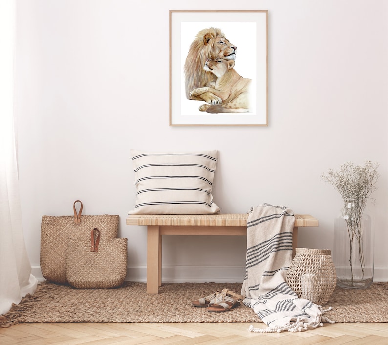 Lion and Lioness Wall Art Print Lions in Love Lion Wedding Etsy