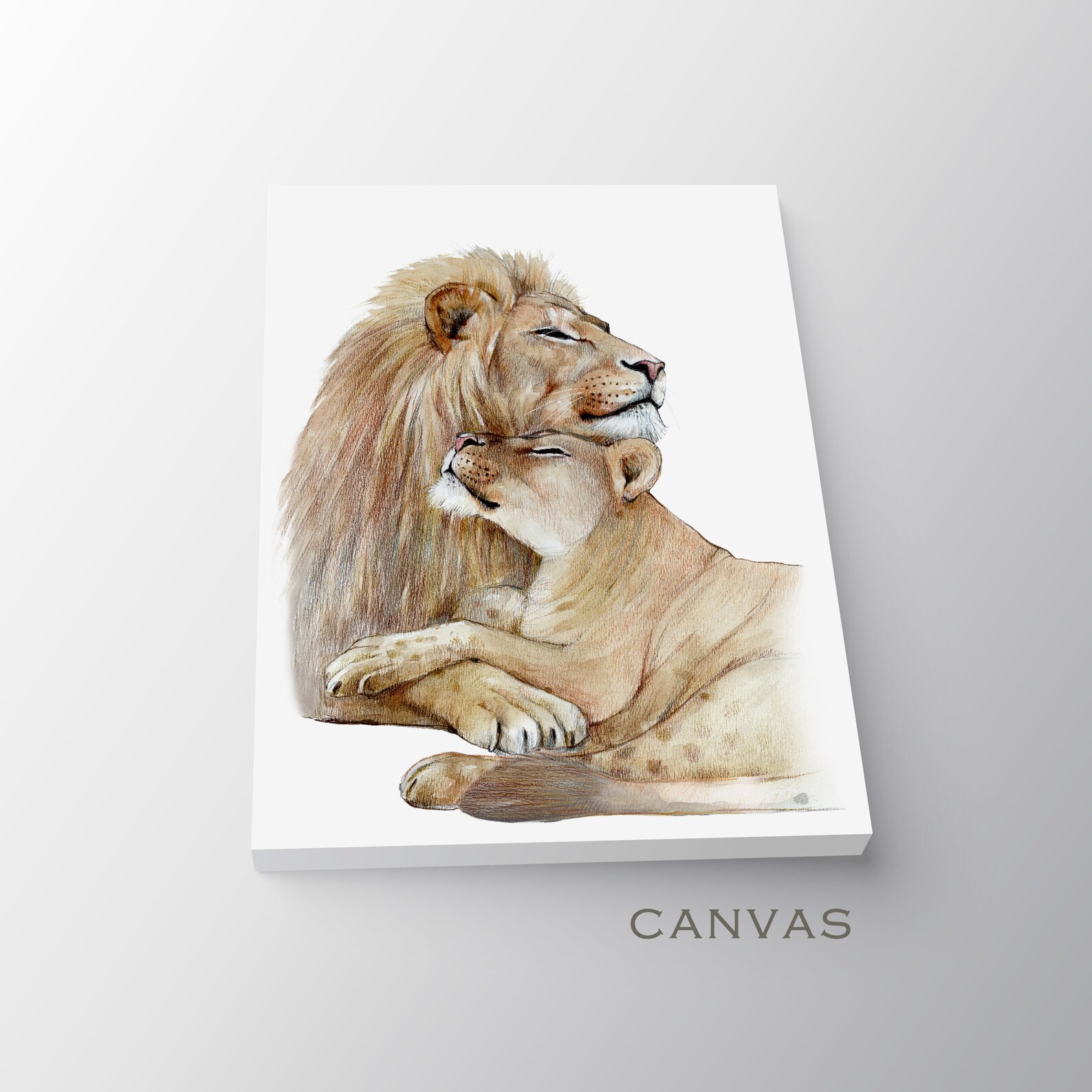 Lion and Lioness Wall Art Print Lions in Love Lion Wedding Etsy