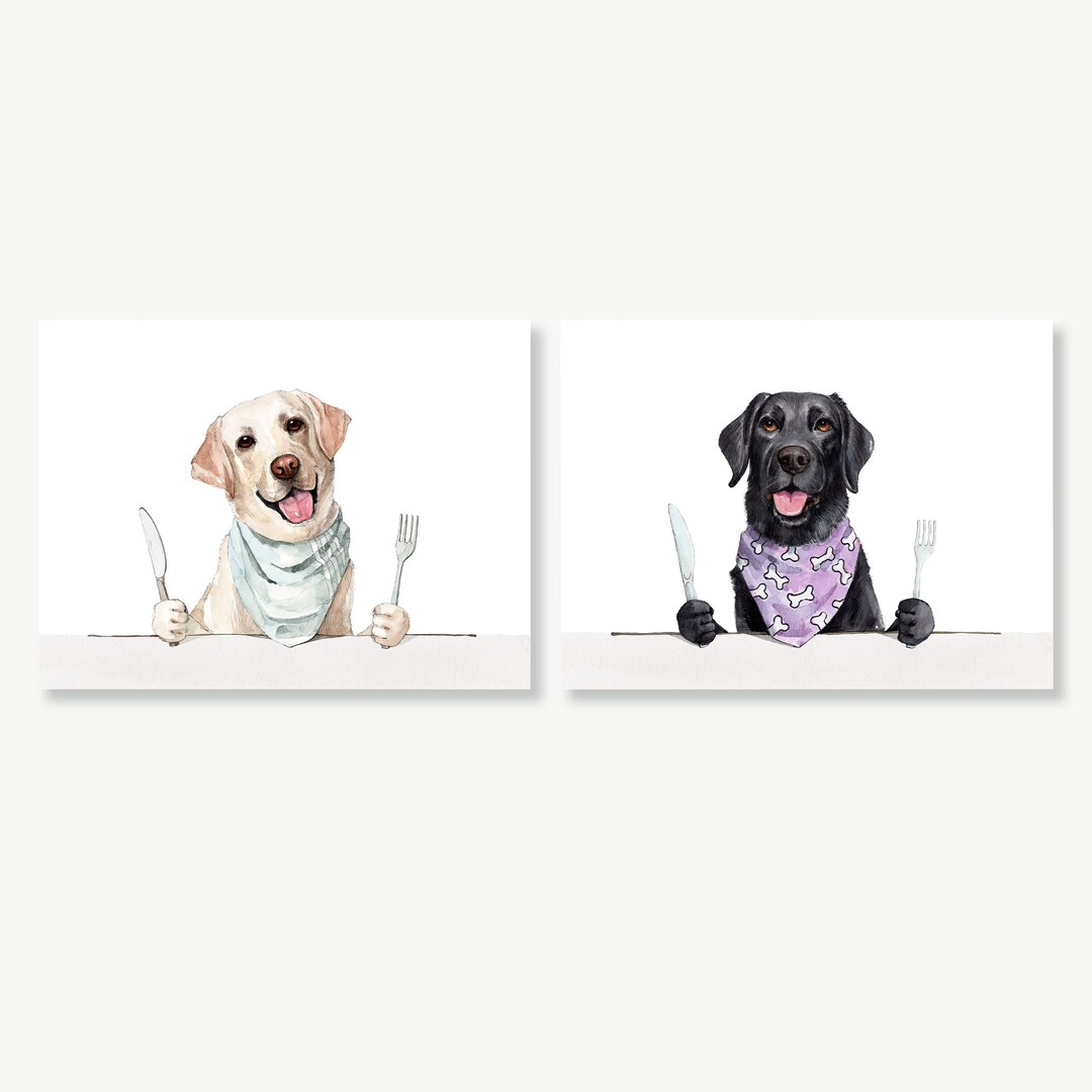 Labrador Retriever, Dog With Fork & Knife, Funny Kitchen Sign