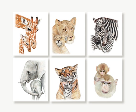 Zoo Safari Animals With Babies Mother and Baby Art - Etsy Ireland Zoo Safari Animals With Babies Mother and Baby Art - Etsy Ireland