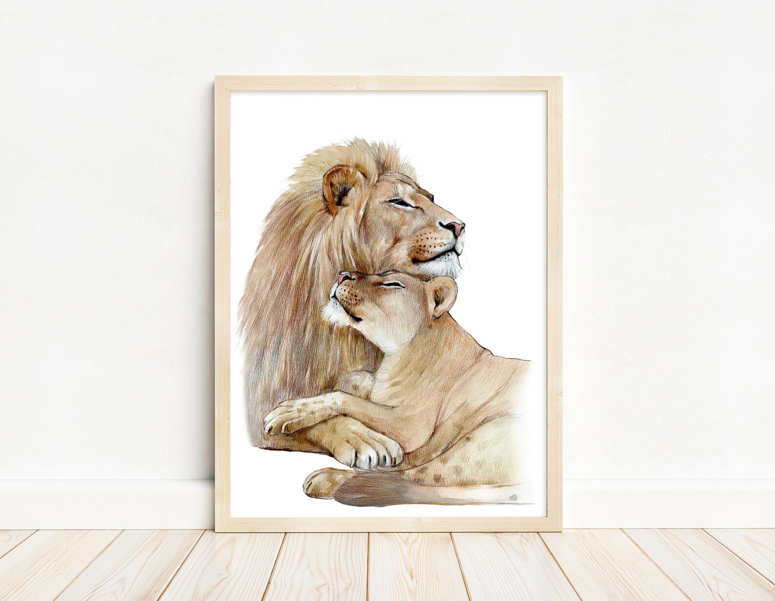 Lion and Lioness Wall Art Print Lions in Love Lion Wedding Etsy