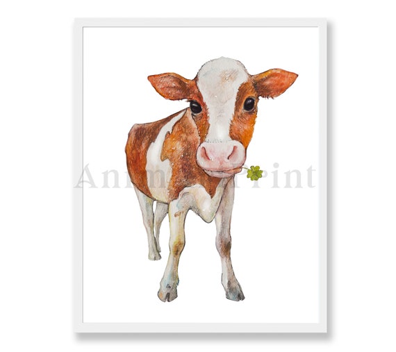 Cow Print Farm Animal Print Nursery Printable Art Calf Cow Etsy
