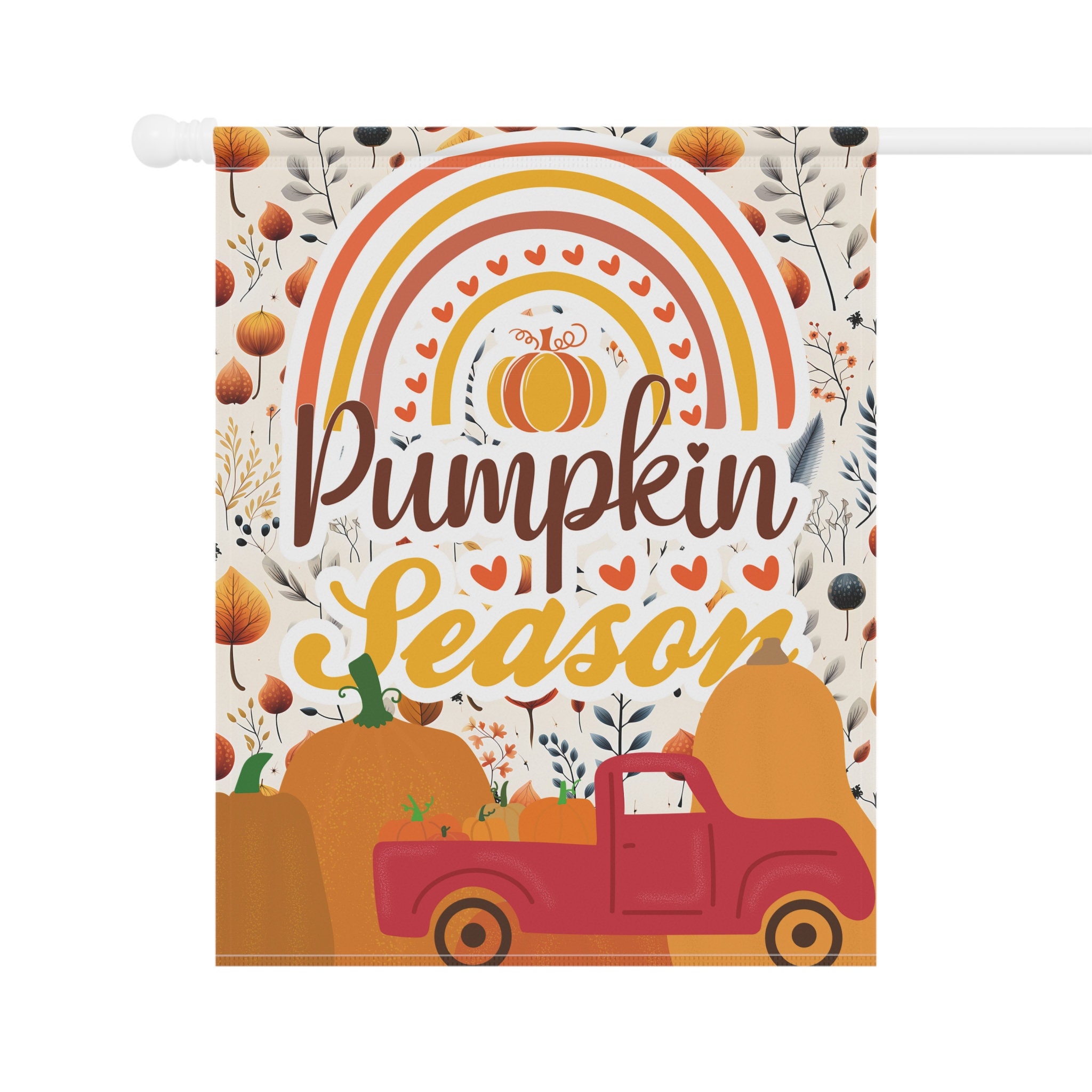 Balgardekor Happy Fall Gartenflagge - Doppelseitig, 45,7x30,5 Cm, Kürbis-LKW Design