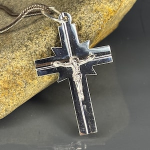 Starburst Crucifix Necklace: Handmade Sterling Silver Christian Pendant