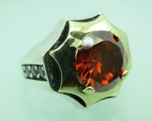 Turkish Handmade Jewelry 925 Sterling Silver Garnet Stone Men Ring Sz 10