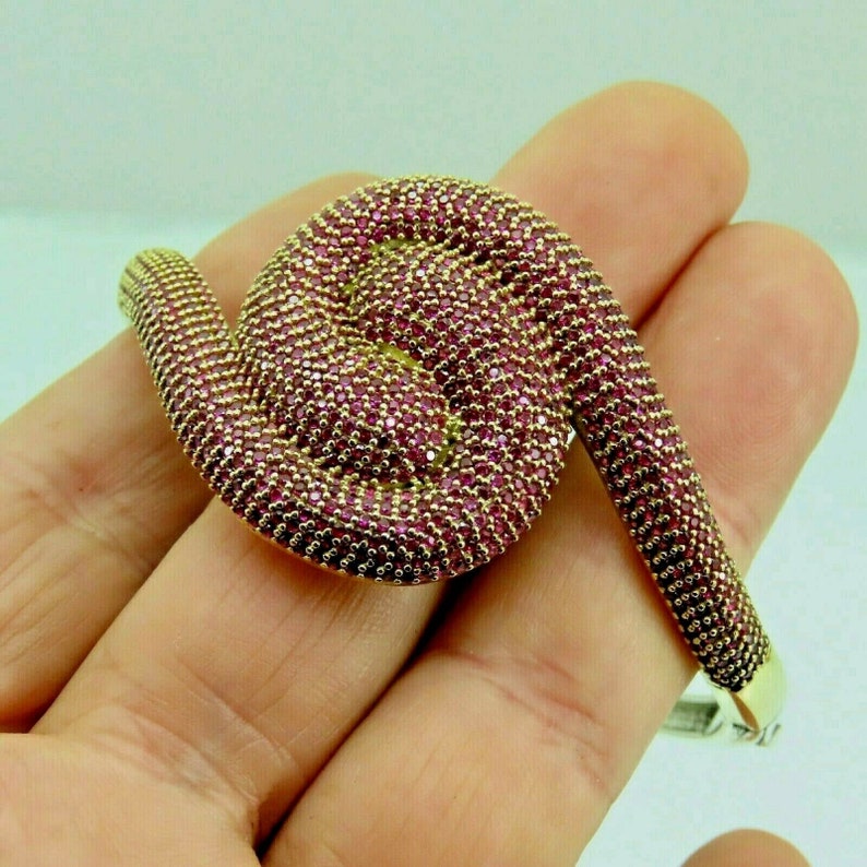 Turkish Handmade Jewelry 925 Sterling Silver Ruby Stone Women Bangle