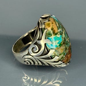 Turquoise herenring sterlingzilver: vintage statement sieraden