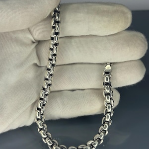 Solid 925 Sterling Silver Men&#39;s Bracelet Chain, Chunky Link Chain Bracelet, Heavy Duty Silver Bracelet, Stylish, Gift for Him