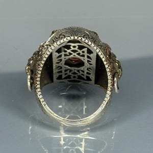 Sterling silver ring, Garnet gemstone ring, Vintage boho jewelry, Antique style ring, Handmade statement ring, Red stone ring, Unique silver ring, Sterling silver garnet, Vintage cocktail ring, Handmade boho jewelry,, Bold garnet ring,