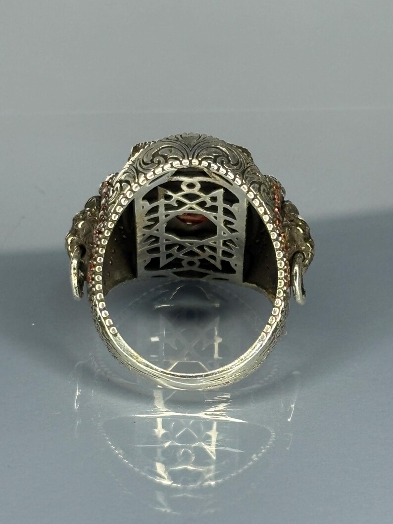 Sterling silver ring, Garnet gemstone ring, Vintage boho jewelry, Antique style ring, Handmade statement ring, Red stone ring, Unique silver ring, Sterling silver garnet, Vintage cocktail ring, Handmade boho jewelry,, Bold garnet ring,