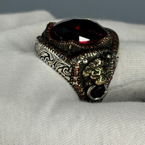 Sterling silver ring, Garnet gemstone ring, Vintage boho jewelry, Antique style ring, Handmade statement ring, Red stone ring, Unique silver ring, Sterling silver garnet, Vintage cocktail ring, Handmade boho jewelry,, Bold garnet ring,