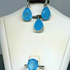 Turkish Handmade Jewelry 925 Sterling Silver Zircon Stone Women Earring Set