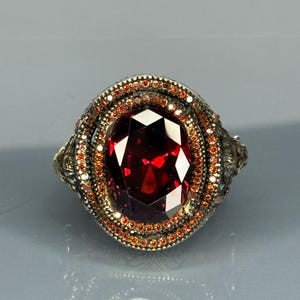 Sterling silver ring, Garnet gemstone ring, Vintage boho jewelry, Antique style ring, Handmade statement ring, Red stone ring, Unique silver ring, Sterling silver garnet, Vintage cocktail ring, Handmade boho jewelry,, Bold garnet ring,