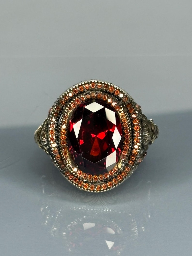Sterling silver ring, Garnet gemstone ring, Vintage boho jewelry, Antique style ring, Handmade statement ring, Red stone ring, Unique silver ring, Sterling silver garnet, Vintage cocktail ring, Handmade boho jewelry,, Bold garnet ring,