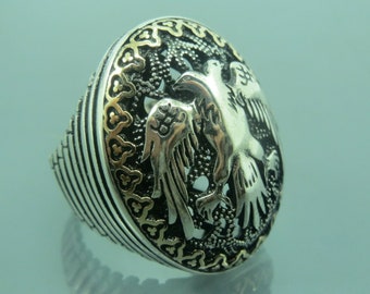 Turkish Handmade Jewelry 925 Sterling Silver Eagle Desing Men's Ring Sz 10