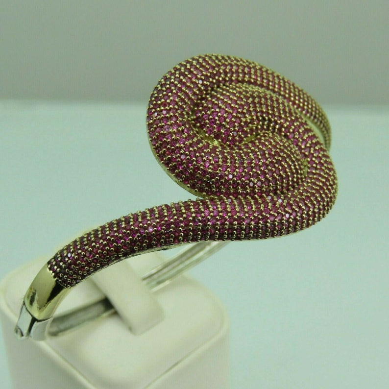 Turkish Handmade Jewelry 925 Sterling Silver Ruby Stone Women Bangle