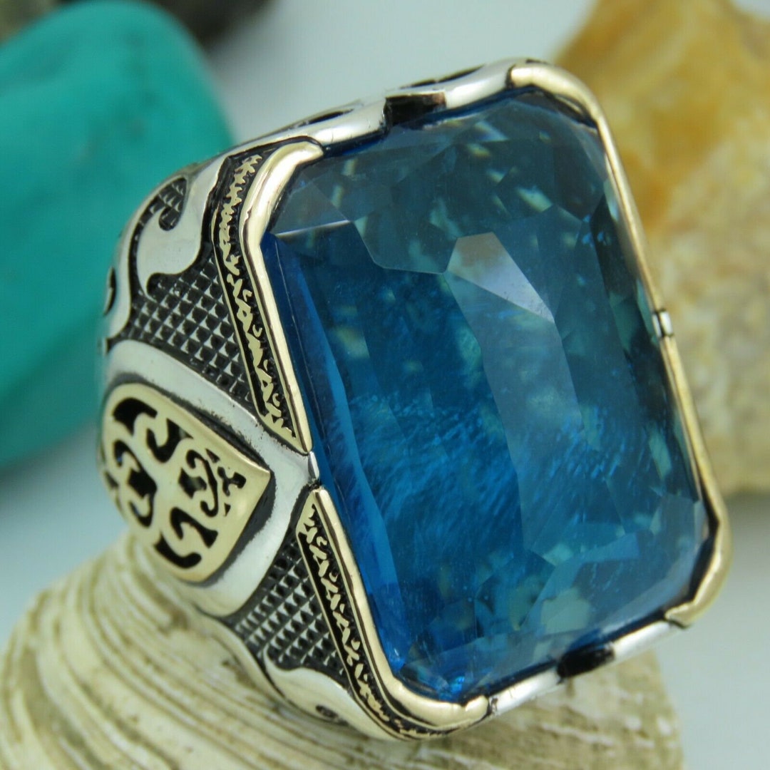 Turkish Handmade Jewelry 925 Sterling Silver Aquamarine Stone - Etsy