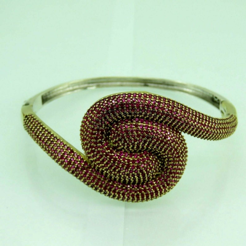 Turkish Handmade Jewelry 925 Sterling Silver Ruby Stone Women Bangle