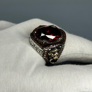 Sterling silver ring, Garnet gemstone ring, Vintage boho jewelry, Antique style ring, Handmade statement ring, Red stone ring, Unique silver ring, Sterling silver garnet, Vintage cocktail ring, Handmade boho jewelry,, Bold garnet ring,