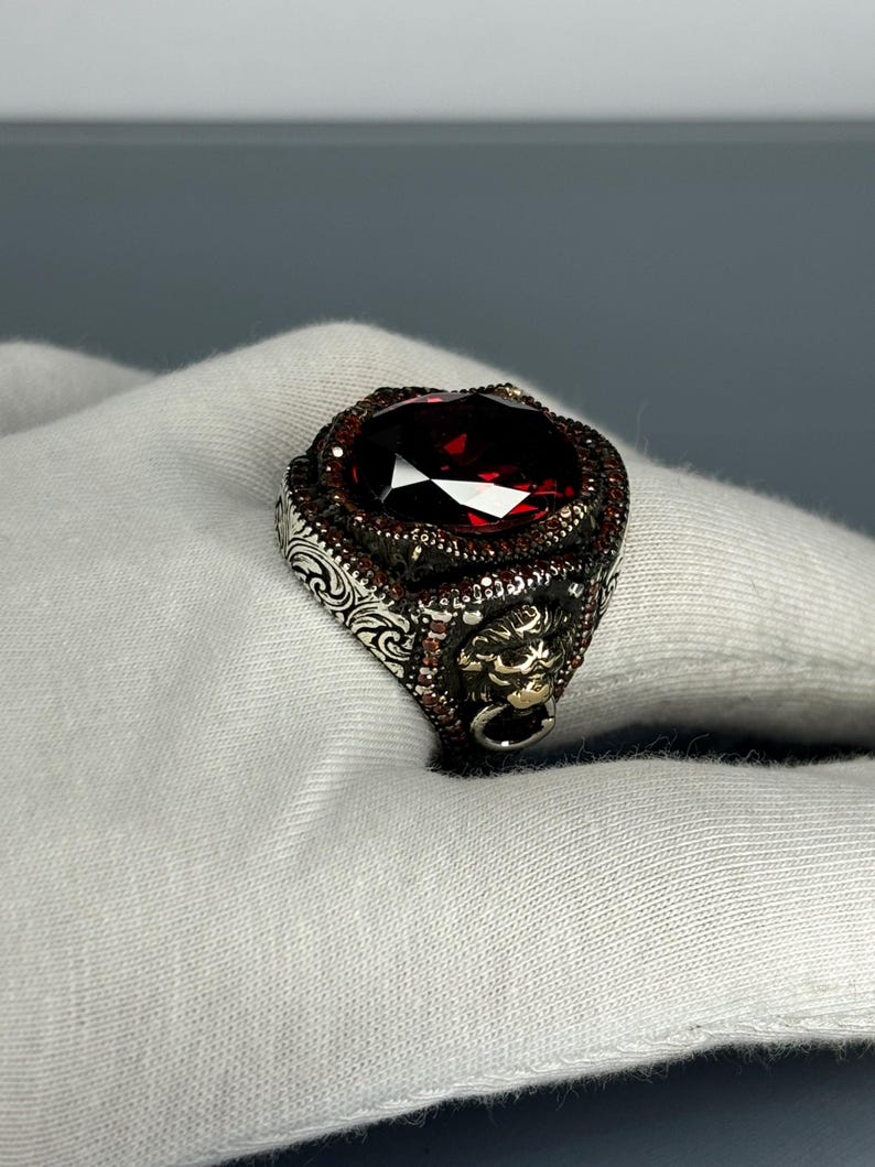 Sterling silver ring, Garnet gemstone ring, Vintage boho jewelry, Antique style ring, Handmade statement ring, Red stone ring, Unique silver ring, Sterling silver garnet, Vintage cocktail ring, Handmade boho jewelry,, Bold garnet ring,