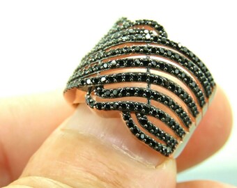 Turkish Handmade Jewelry 925 Sterling Silver Onyx Stone Women Ring Sz 7