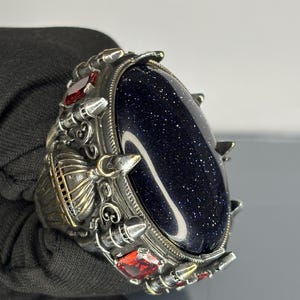Sterling Silber Aventurin Herrenring: Handgemachtes Siegelring im osmanischen Stil