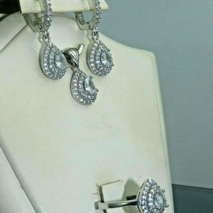 Turkish Handmade Jewelry 925 Sterling Silver Zircon Stone Women Earring Set