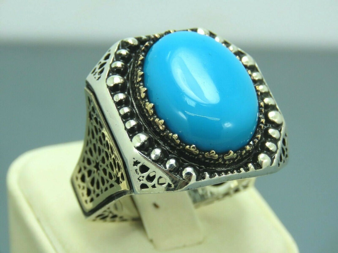 Turkish Handmade Jewelry 925 Sterling Silver Turquoise Stone Men Ring ...