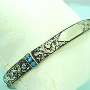 Turkish Handmade Jewelry 925 Sterling Silver Turquoıse Stone Men Bangle