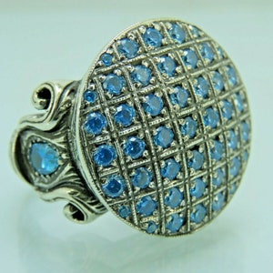 Turkish Handmade Jewelry 925 Sterling Silver Aquamarine Stone Men Ring Sz 11