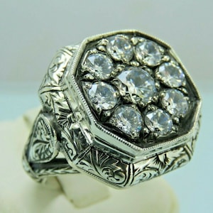 Turkish Handmade Jewelry 925 Sterling Silver Zircon Stone Men Ring Sz 11