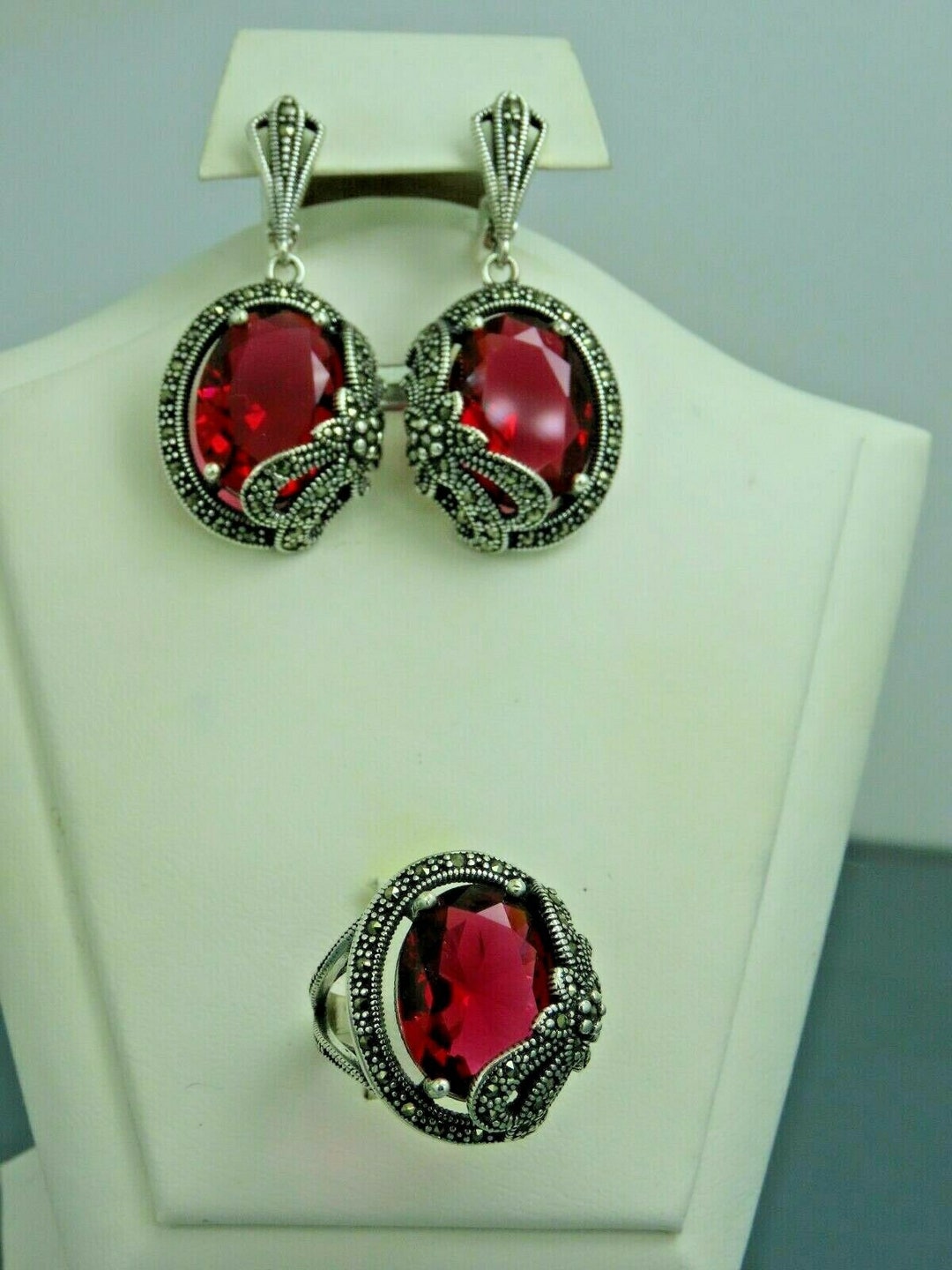 Turkish Handmade Jewelry 925 Sterling Silver Ruby Stone Women Earring ...