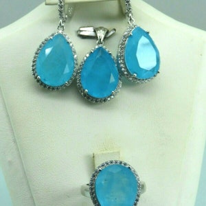 Turkish Handmade Jewelry 925 Sterling Silver Zircon Stone Women Earring Set