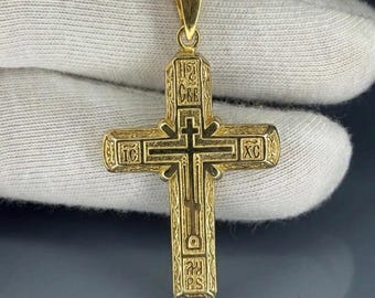Collar con cruz bizantina de plata de ley, colgante ortodoxo hecho a mano
