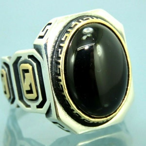 Turkish Handmade Jewelry 925 Sterling Silver Onyx Stone Men Ring Sz 11