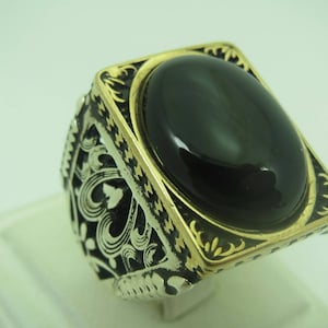 925 Sterling Silver Onyx Stone Men Ring