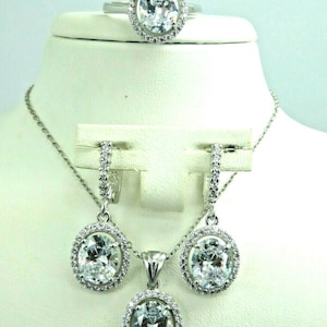 Turkish Handmade Jewelry 925 Sterling Silver Zircon Stone Women Earring Set