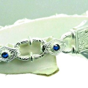 Turkish Handmade Jewelry 925 Sterling Silver Sapphire Stone Men Bracelet