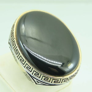 Turkish Handmade Jewelry 925 Sterling Silver Onyx Stone Men Ring Sz 10