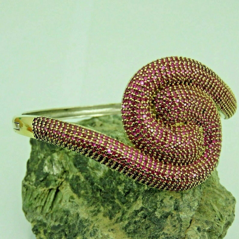 Turkish Handmade Jewelry 925 Sterling Silver Ruby Stone Women Bangle