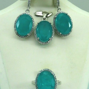Turkish Handmade Jewelry 925 Sterling Silver Zircon Stone Women Earring Set