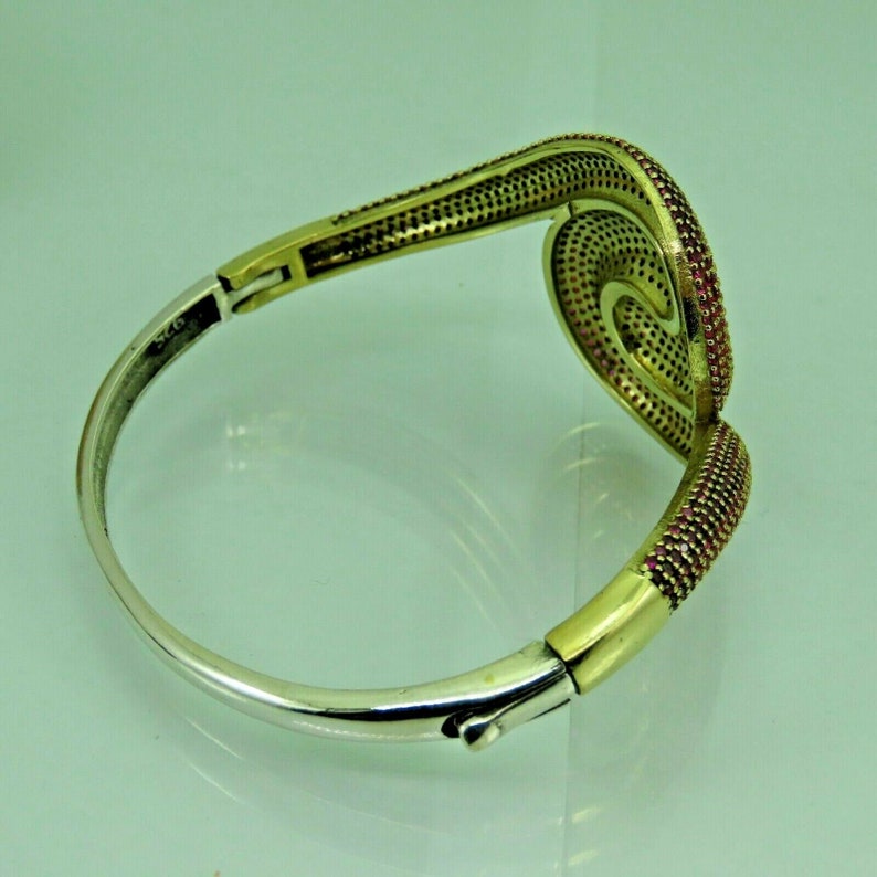 Turkish Handmade Jewelry 925 Sterling Silver Ruby Stone Women Bangle