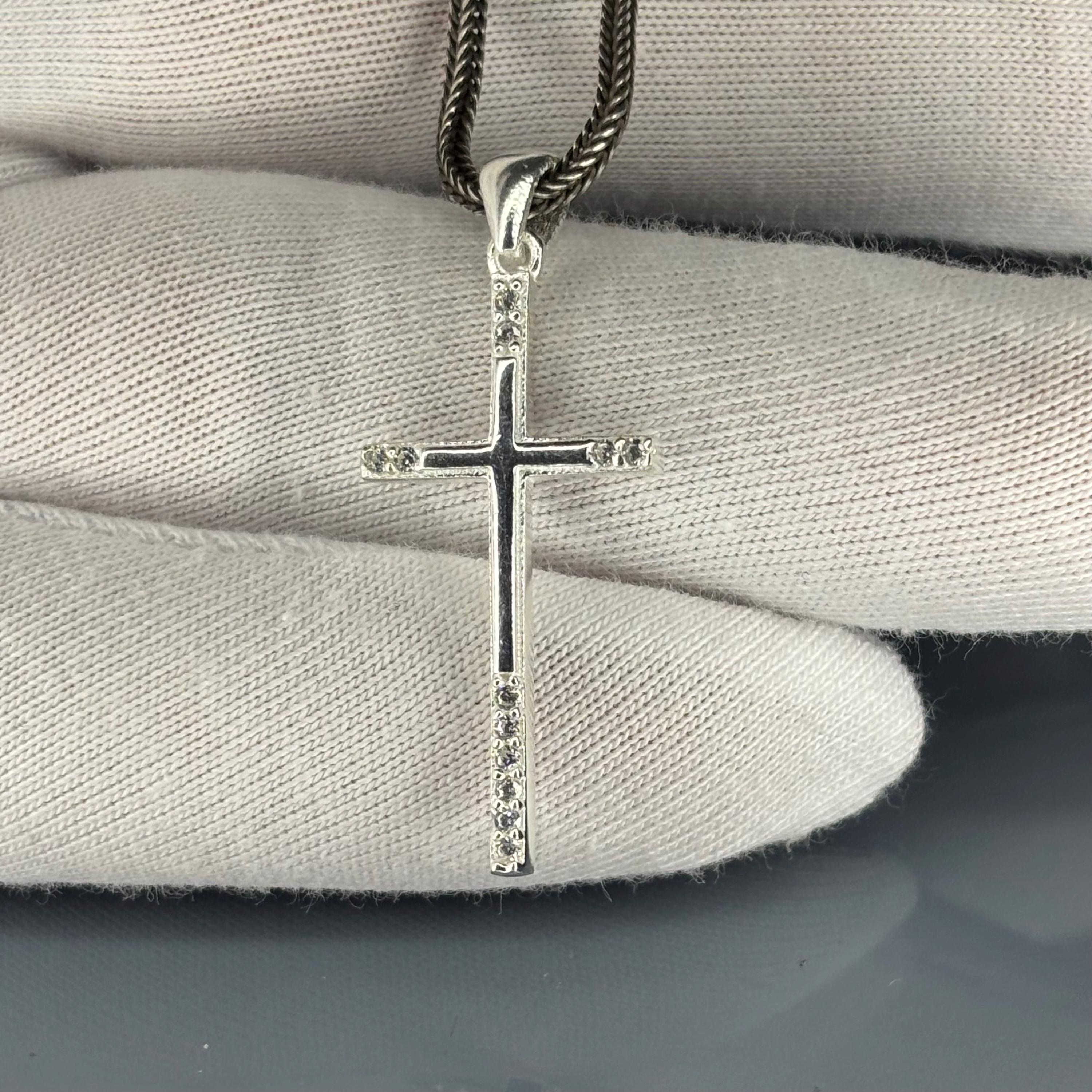 Ciondolo a croce con moissanite: argento sterling classico 925 - Italia