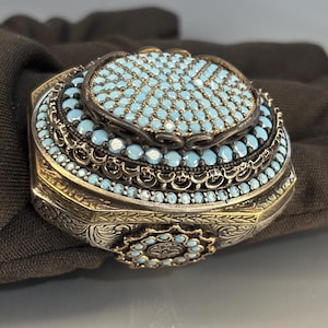 925 Sterling Silver Turquoise Men’s Ring with Ottoman Design and Blue Stone Inlay, Handmade Vintage Statement Jewelry, Unique Gift for Him