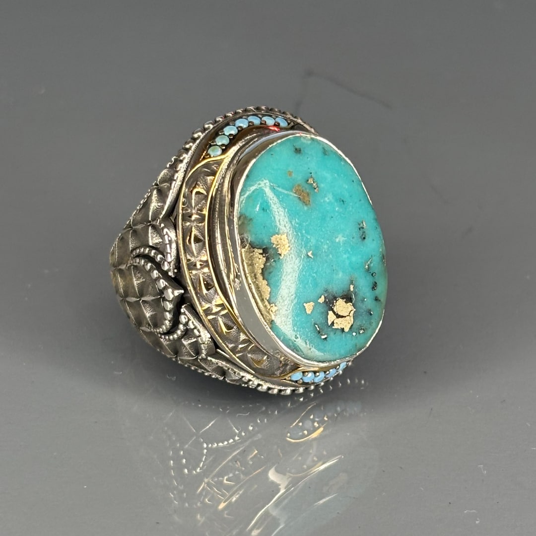 Rustic Sterling Silver Turquoise Ring: Handmade Boho Statement Jewelry ...