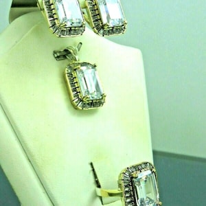 Turkish Handmade Jewelry 925 Sterling Silver Zircon Stone Women Earring Set